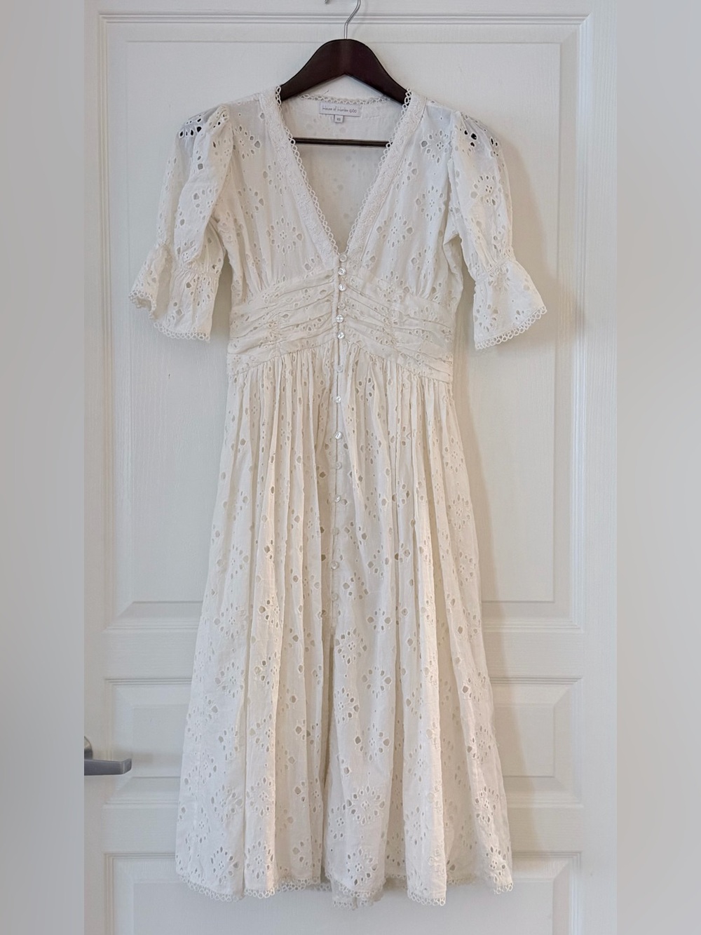 House of Harlow 1960 Ivory Eyelet Midi Dress